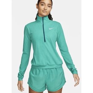 Nike Women's 1/2 Zip Pullover Top Shirt Small Turquoise Teal Running Dri Fit